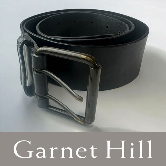 Garnet Hill Accessories - Garnett Hill Genuine Leather Belt Black Double Prong Made in Italy Women's Large